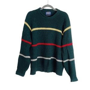 Vintage Pendleton Men’s Wool Sweater Large Green Striped